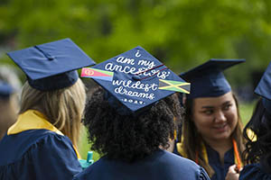 Students preparing for commencement ceremony at Whitman College