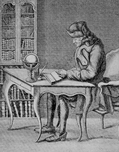 Voltaire at writing desk