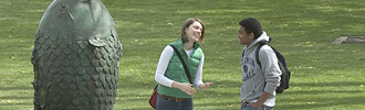 Students visiting on the Whitman College Campus