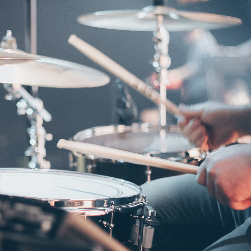 Drummer's hands in motion.