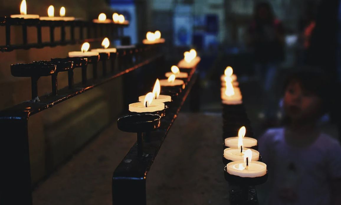 Rows of candles.