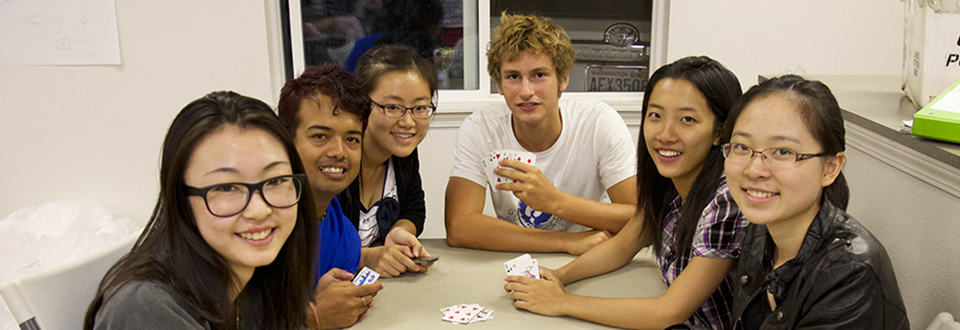 Students playing cards