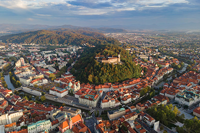 Ljubljana Slovenia fas seen from above.