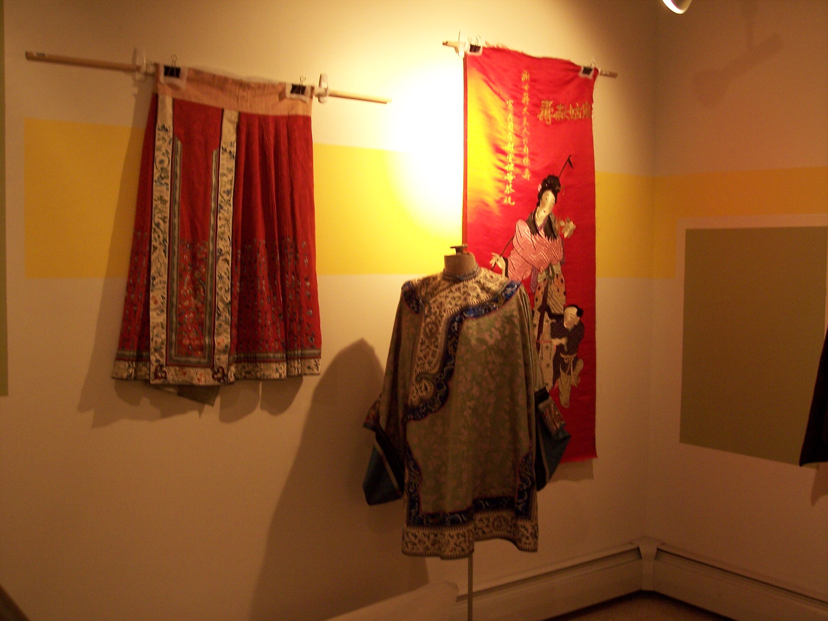Silk clothes and a silk wall hanging