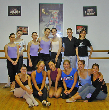 Five Whitman students were part of the ballet class taught this summer by Whitman dance instructor Idalee Hutson-Fish in Perugia, Italy. Whitman students in the front row are Suraya Dudley and Margot Hull (far left) and Ashley Velategui and Emily Talbot (fourth, fifth from the right). Whitman