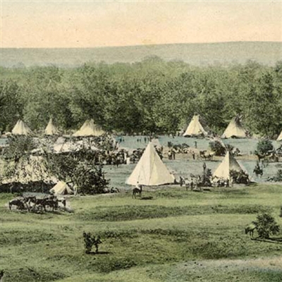Vintage picture of a kwalk ineet settlement.