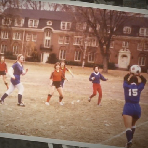 Vintage women's soccer match.