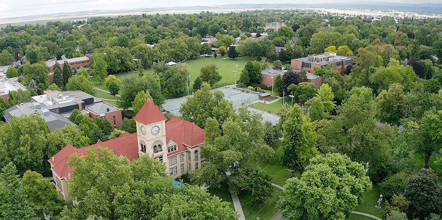 Ariel view of Whitman College campus
