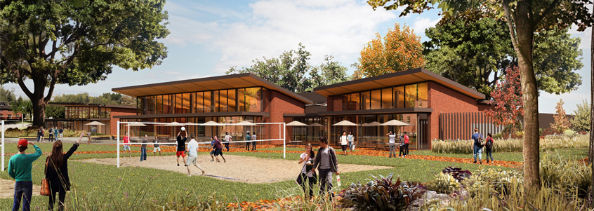 New dining hall exterior rendering