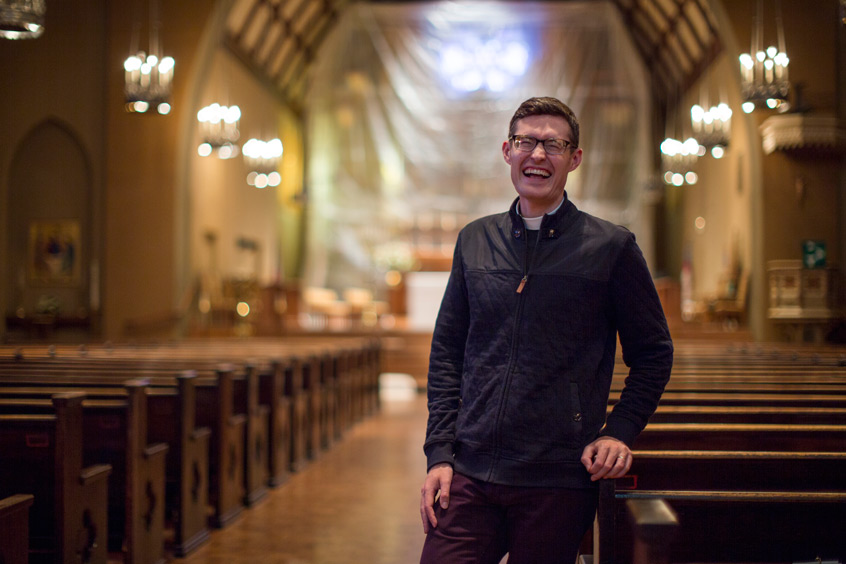 Nathan LeRud inside Trinity Episcopal Cathedral