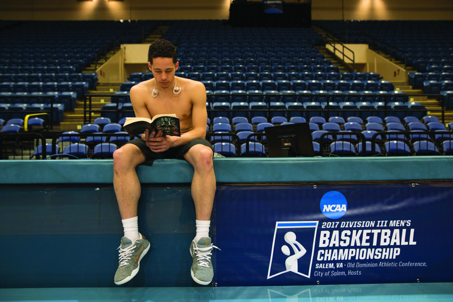 Between practices for the game against Babson, Butler takes a break with Matthew Quick’s novel "Boy21," the story of a high school basketball star in a small town in Pennsylvania.
