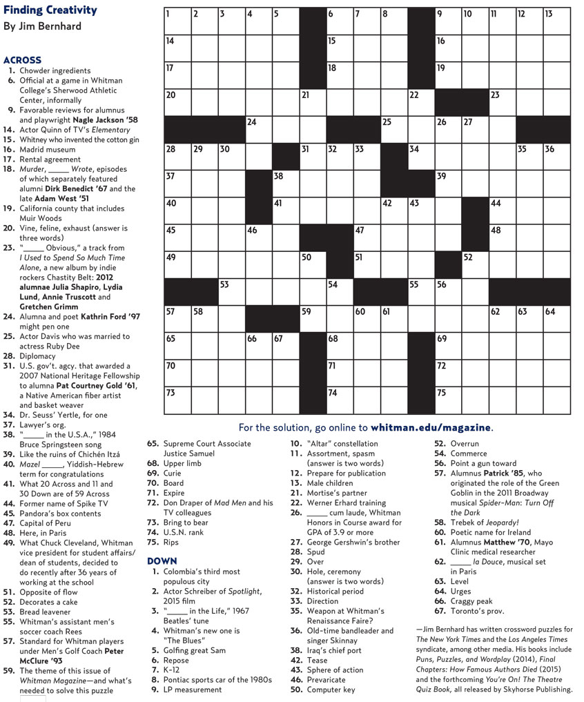 Blank Summer 2017 Crossword Puzzle