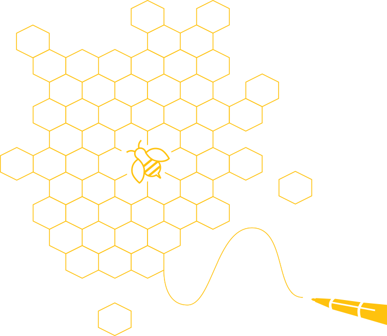 Honeycomb and bee illustration