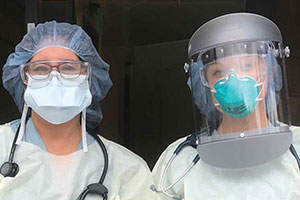 Whitman College Alumni healthcare workers wearing protective masks