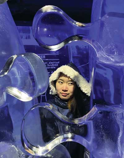 Irene inside an ice bar