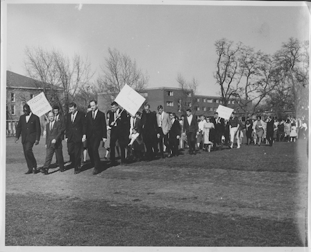 Locals convene at Whitman in 1965 to support King in Alabama. Photo courtesy Whitman College and Northwest Archives