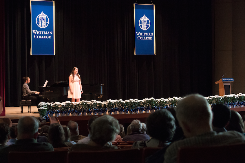 Music performance and psychology major Olivia Coackley '17 sings the Gershwin brothers' standard, "Love Is Here to Stay."