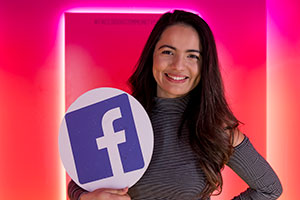 Bella Zarate poses in a photo booth at Facebook.