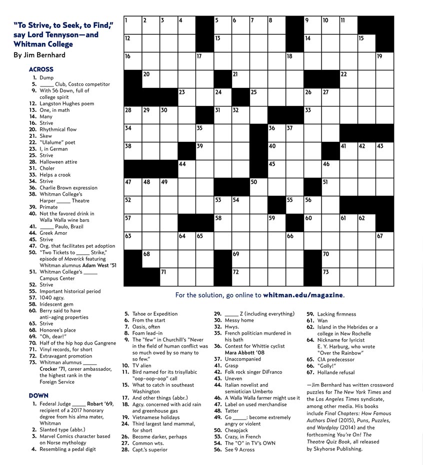 Crossword Puzzle Whitman College