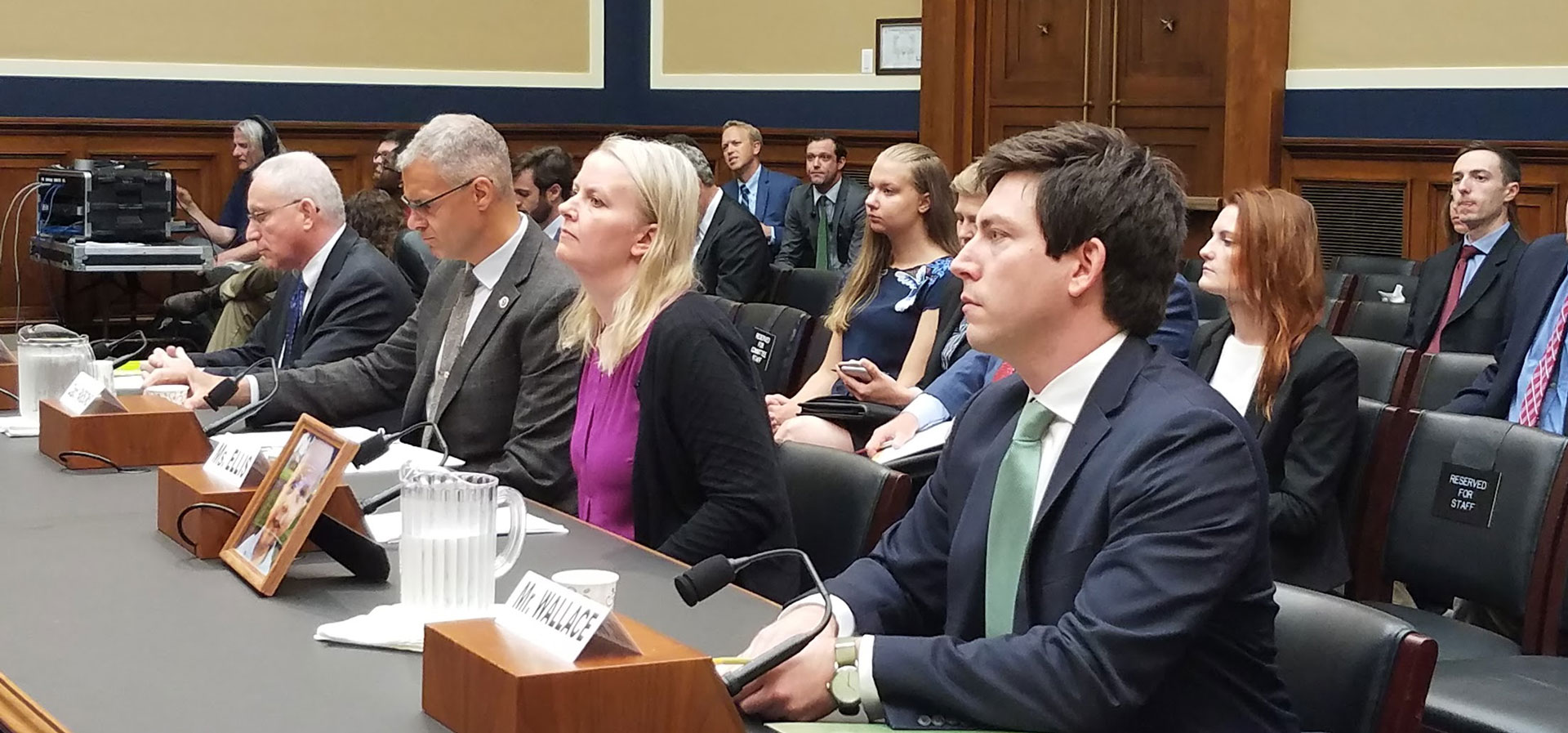 Crystal Ellis, center, testified in front of congress on June 13, on what wouuld have been Camden's 7th birthday, about the importance of passing the STURDY Act. From left, Charles A. Samuels, lawyer; Chris Parsons, Minnesota Professional Fire Fighters; Ellis; and William Wallace, Consumer Reports.
