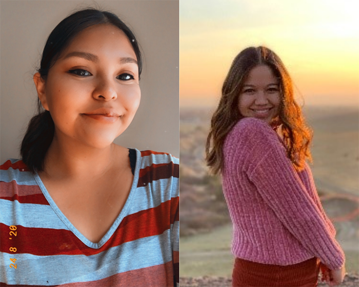Collage photo of two female students