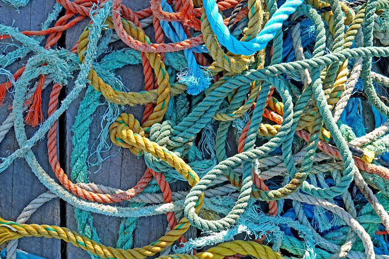 a pile of colorful ropes