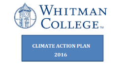 Whitman College wordmark above the title "Climate Action Plan 2016"