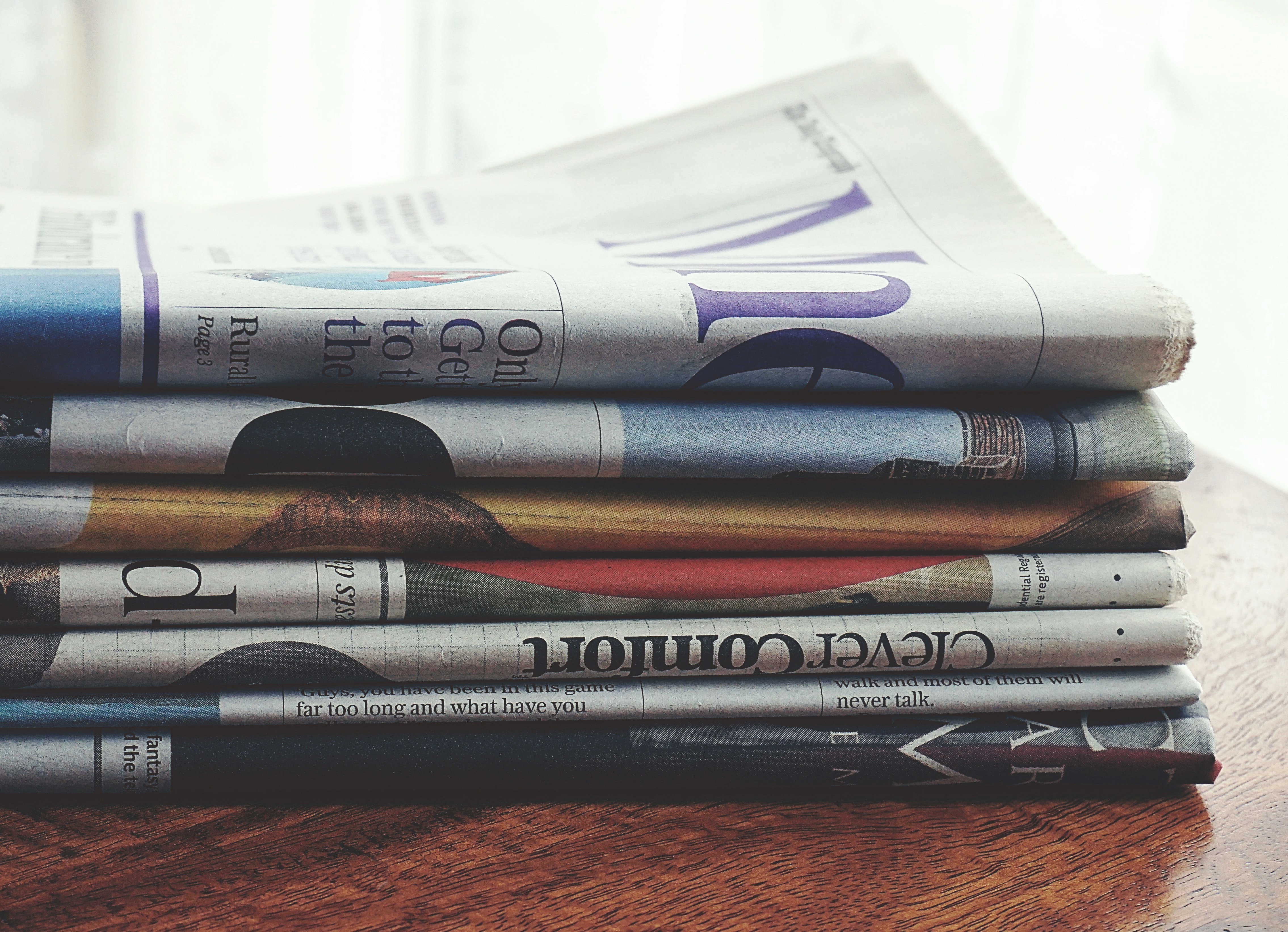 Stack of newspapers.