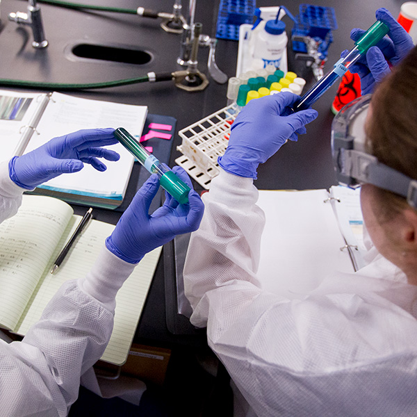 Students working in laboratory setting.