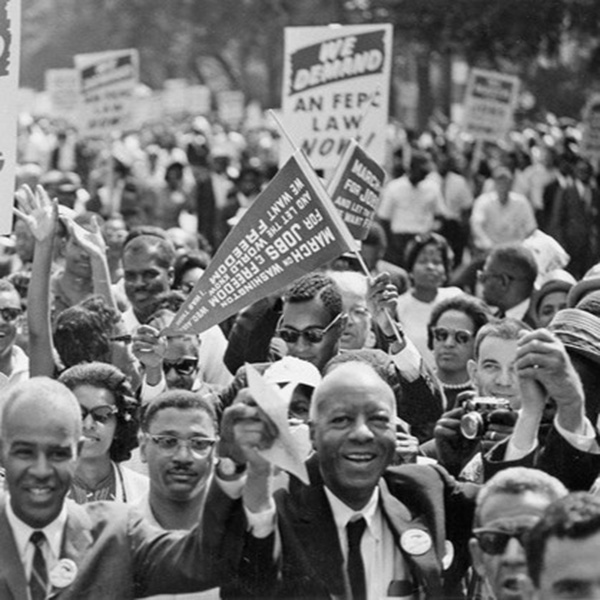 Black activist marching