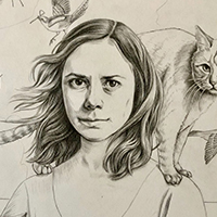 pencil drawing of Sara Nicholson