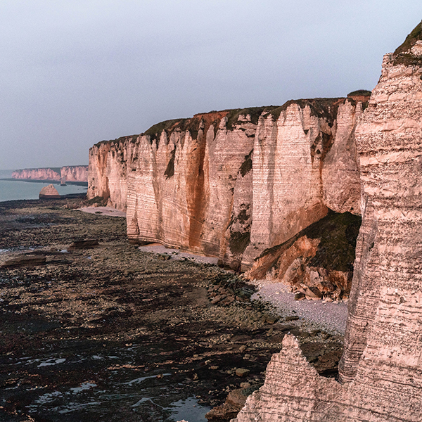 Cliffs meeting the ocean.