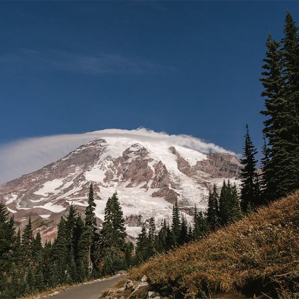 Mountain with snow.