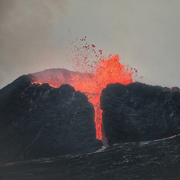 Volcano erupting.