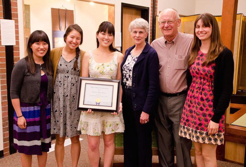 Christina Tamaru '12 with Carlstrom Award certificate