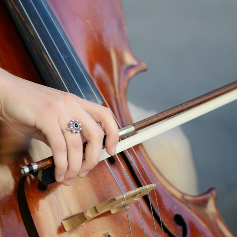 Cello being played.