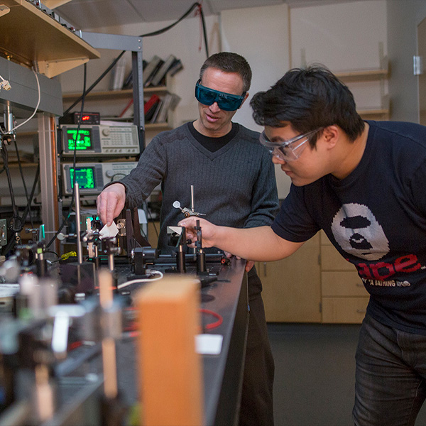 Physics students in the lab.