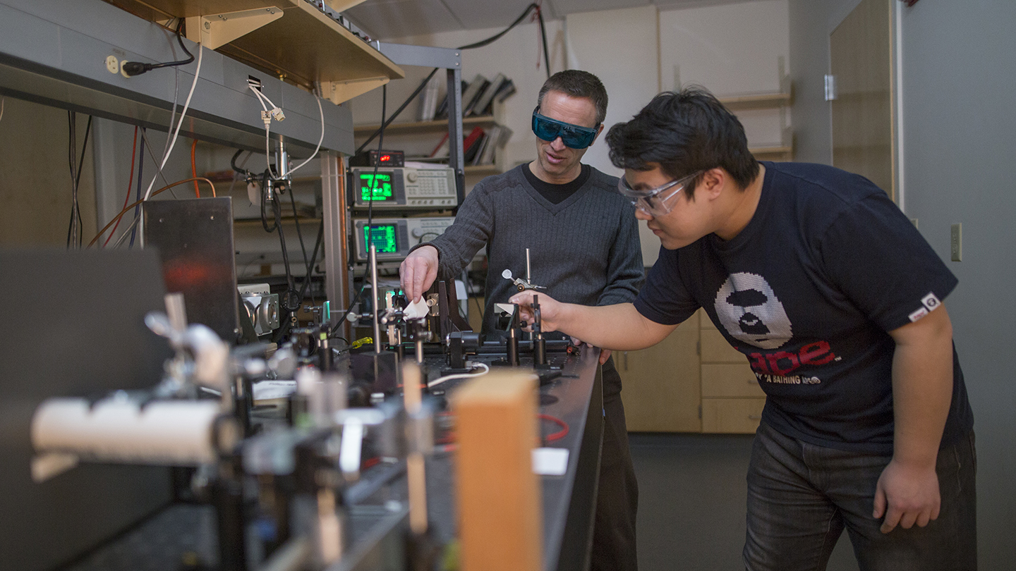 Physics students in the lab.