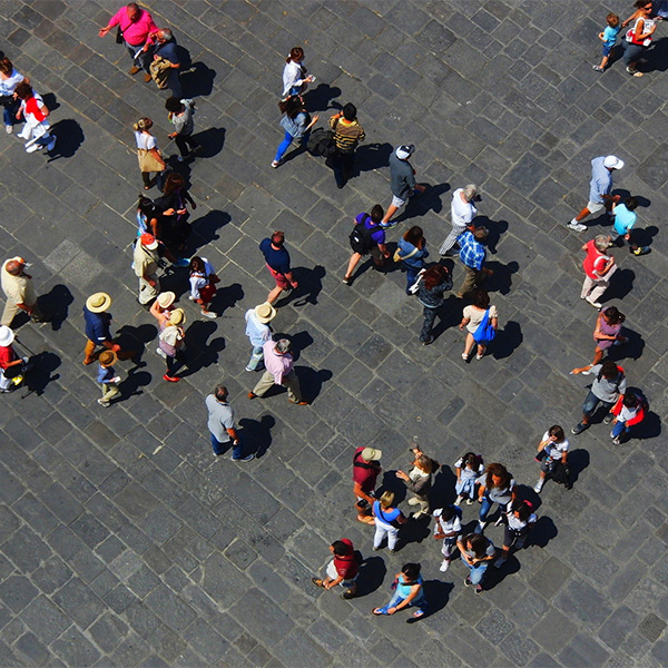 Crowd on the street.