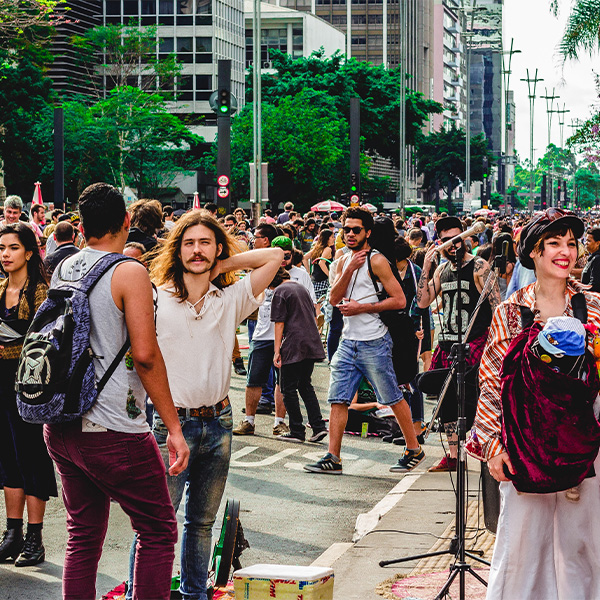 Crowd on the street.