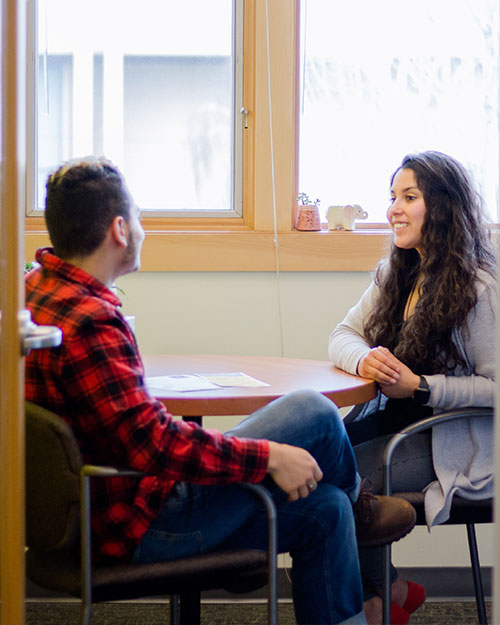 Discussion with a student about their career choices