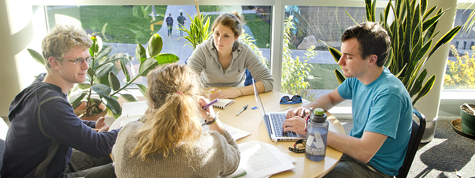 Science students studying in a group