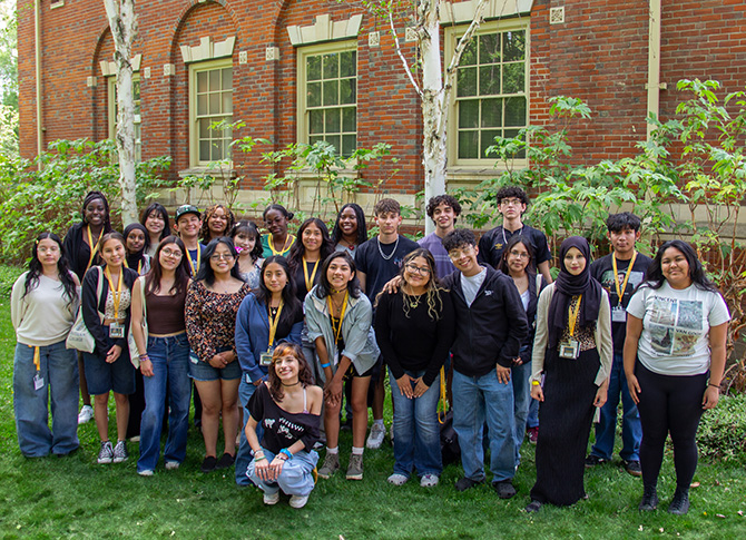 A group of spring VSP visitors posing at Whitman.