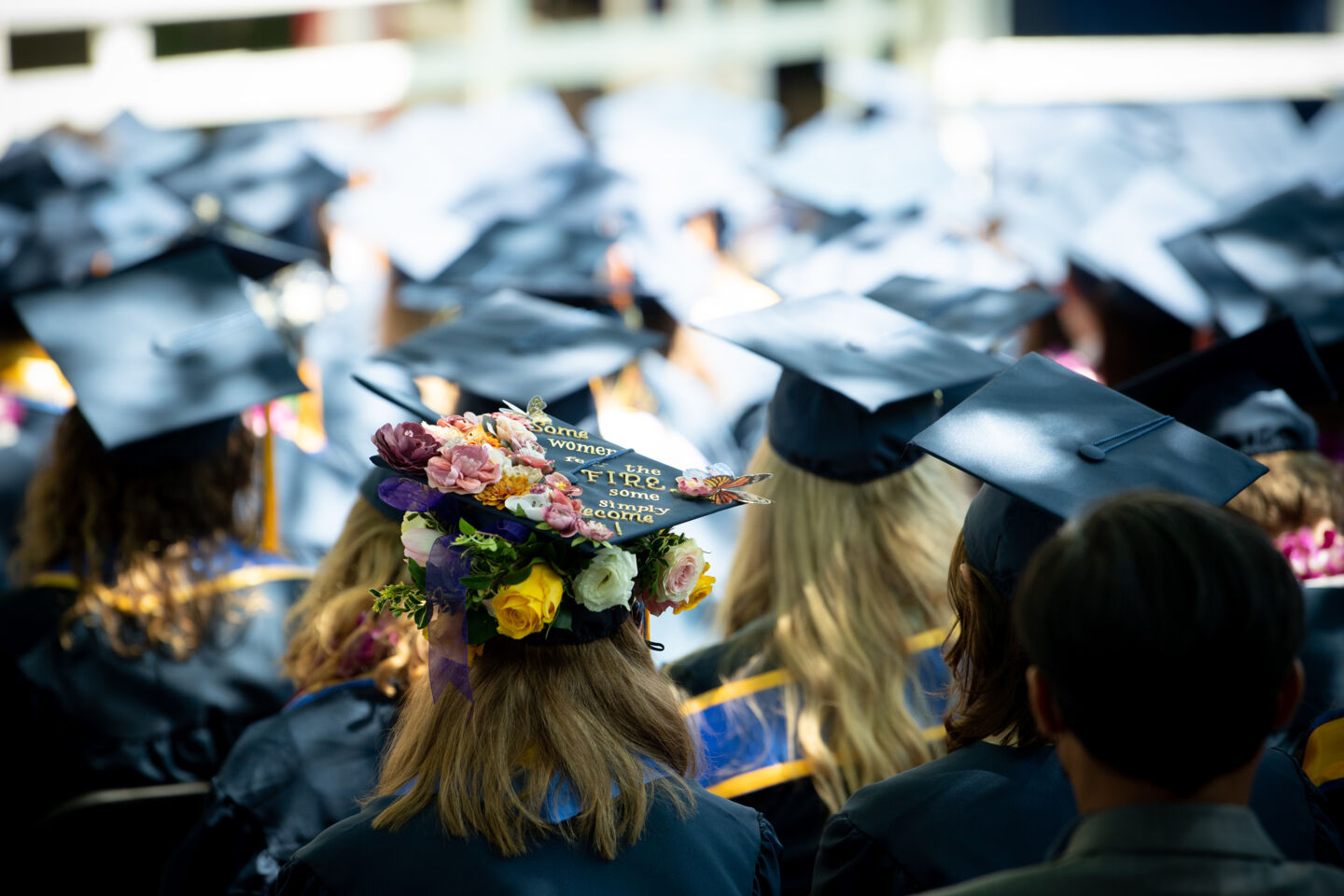 students lining up for commencement at whitman college