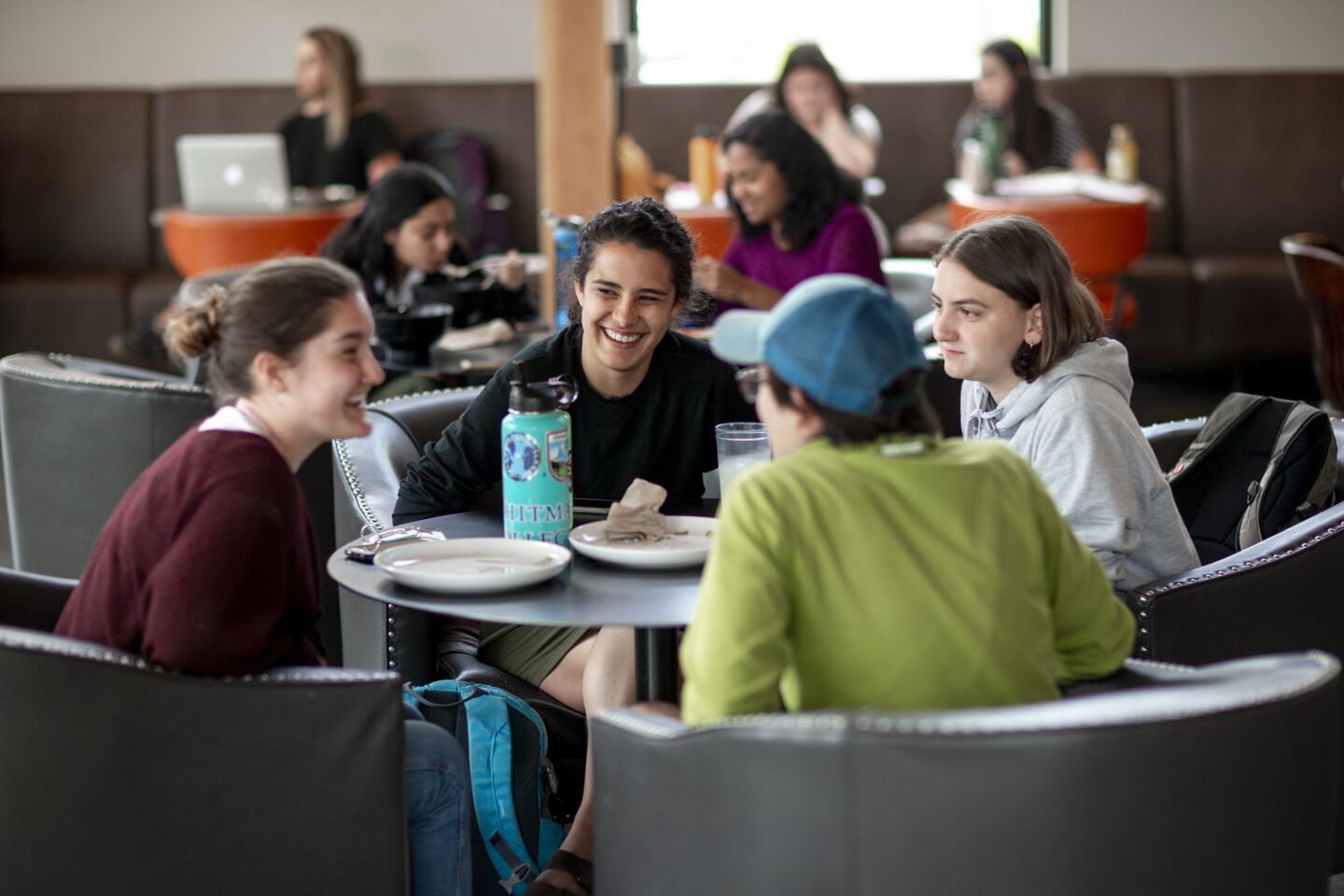 Student speaking in the dining hall