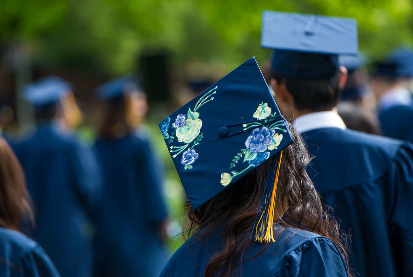 Students gathering during Commencement