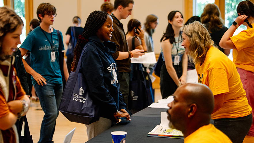 Whitman College student checking in for their first year at Whitman College.
