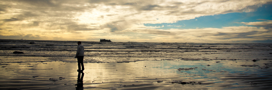 Beach at sunset.