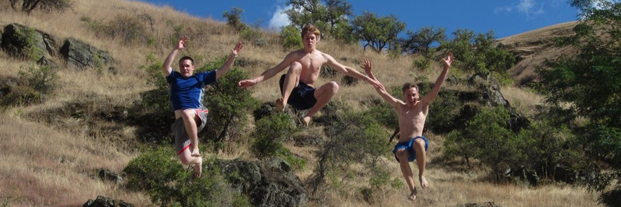 Students jumping.