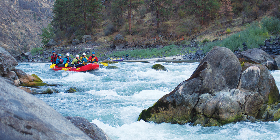 Whitman students rafting.